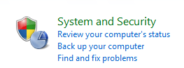 Windows 7 Control Panel, System and Security